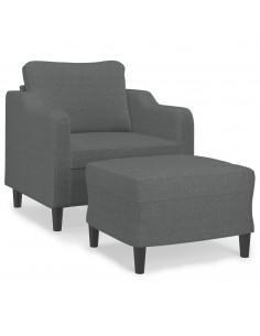 Poltrona con Poggiapiedi Grigio Scuro 60 cm in Tessuto 2