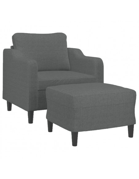 Poltrona con Poggiapiedi Grigio Scuro 60 cm in Tessuto