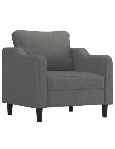 Set di Divani 4 pz con Cuscini Grigio Scuro in Tessuto