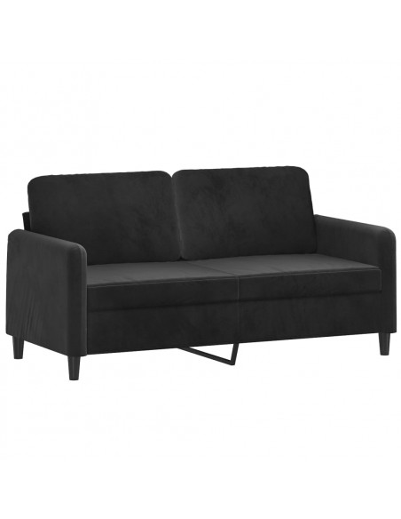 Set di Divani 3 pz con Cuscini Nero in Velluto