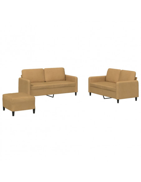 Set di Divani 3 pz Marrone in Velluto