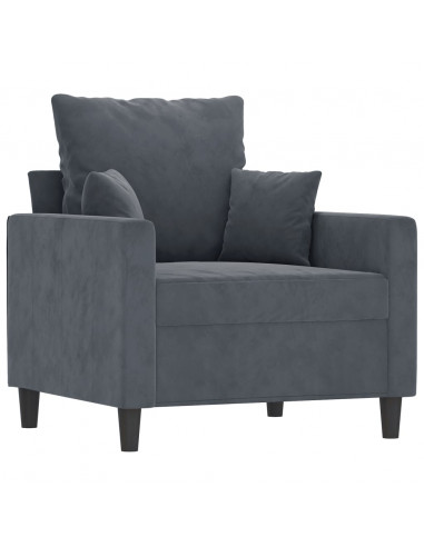 Set di Divani 3 pz con Cuscini Grigio Scuro in Velluto