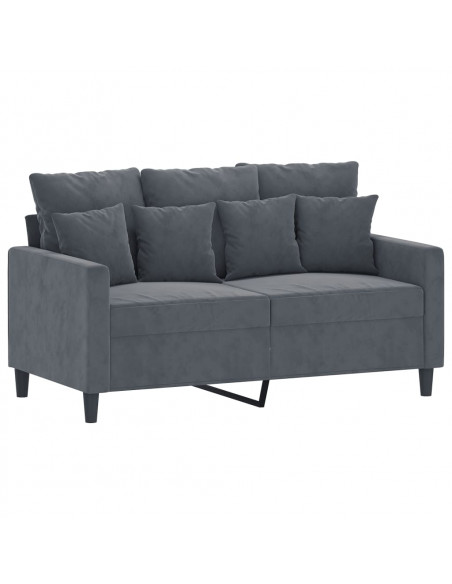 Set di Divani 3 pz con Cuscini Grigio Scuro in Velluto