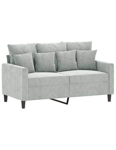 Set di Divani 2 pz con Cuscini Grigio Chiaro in Velluto