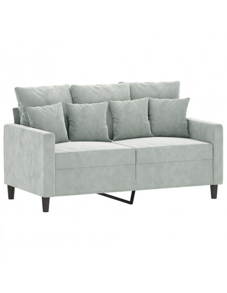 Set di Divani 2 pz con Cuscini Grigio Chiaro in Velluto