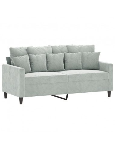 Set di Divani 2 pz con Cuscini Grigio Chiaro in Velluto