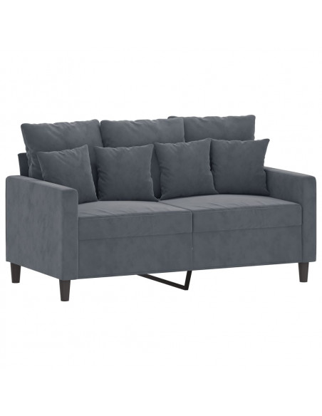 Set di Divani 2 pz con Cuscini Grigio Scuro in Velluto