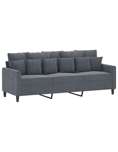 Set di Divani 2 pz con Cuscini Grigio Scuro in Velluto