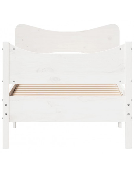 Giroletto con Testiera Bianco 90x190 cm Legno Massello di Pino