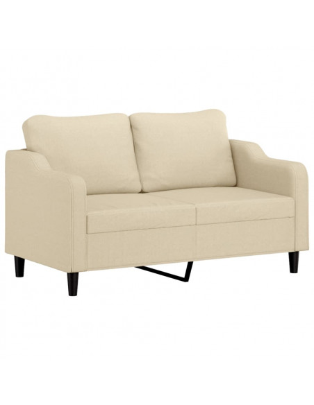 Set di Divani 3 pz con Cuscini Crema in Tessuto