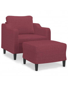 Poltrona con Poggiapiedi Rosso Vino 60 cm in Tessuto 2