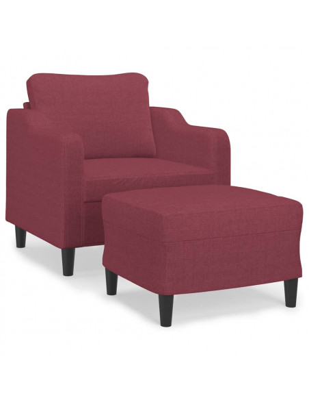 Poltrona con Poggiapiedi Rosso Vino 60 cm in Tessuto