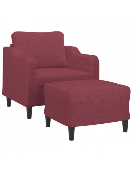 Poltrona con Poggiapiedi Rosso Vino 60 cm in Tessuto