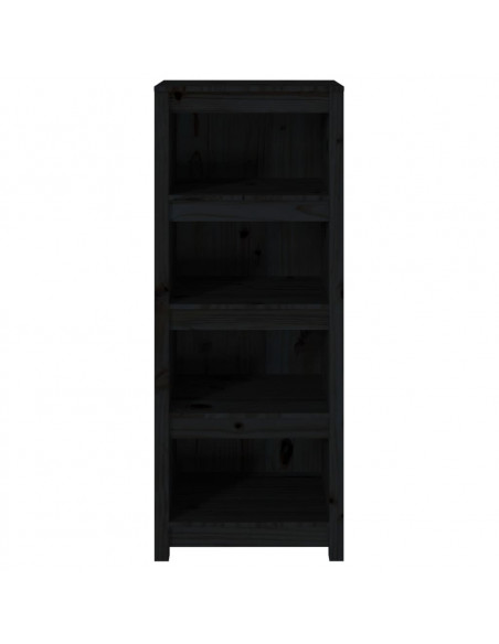Libreria Nera 50x35x125,5 cm in Legno Massello di Pino