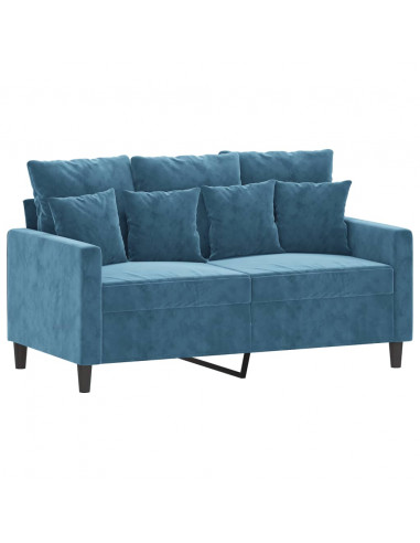 Set di Divani 2 pz con Cuscini Blu in Velluto