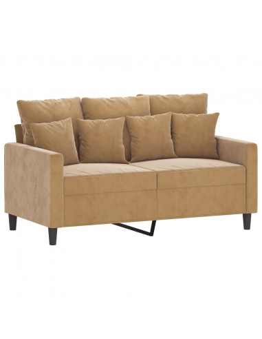 Set di Divani 3 pz con Cuscini Marrone in Velluto