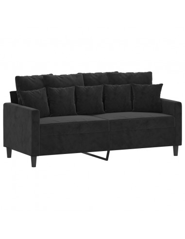 Set di Divani 3 pz con Cuscini Nero in Velluto