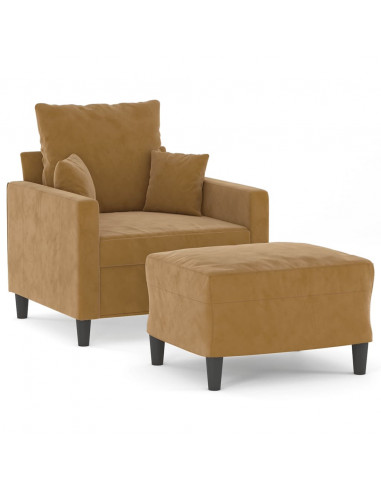 Poltrona con Poggiapiedi Marrone 60 cm in Velluto