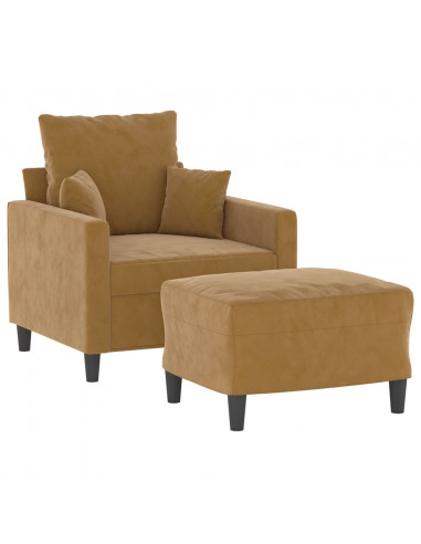 Poltrona con Poggiapiedi Marrone 60 cm in Velluto