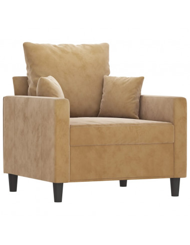 Set di Divani 3 pz con Cuscini Marrone in Velluto