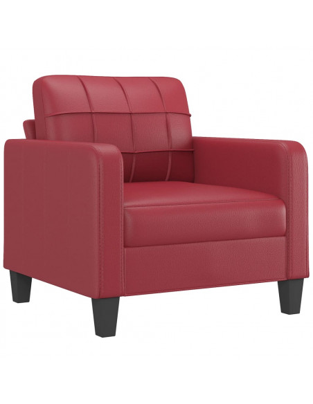 Set di Divani 3 pz con Cuscini Rosso Vino in Similpelle