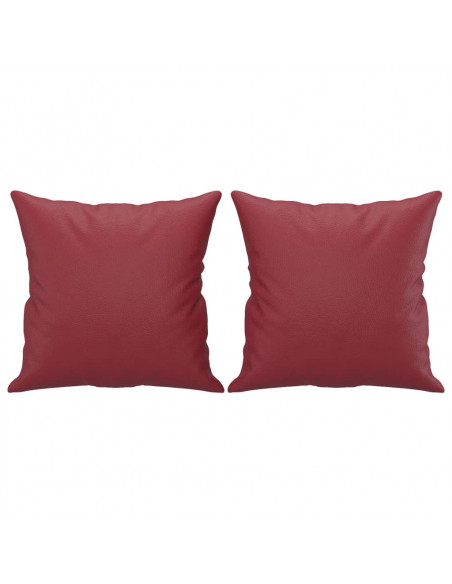 Set di Divani 4 pz con Cuscini Rosso Vino in Similpelle