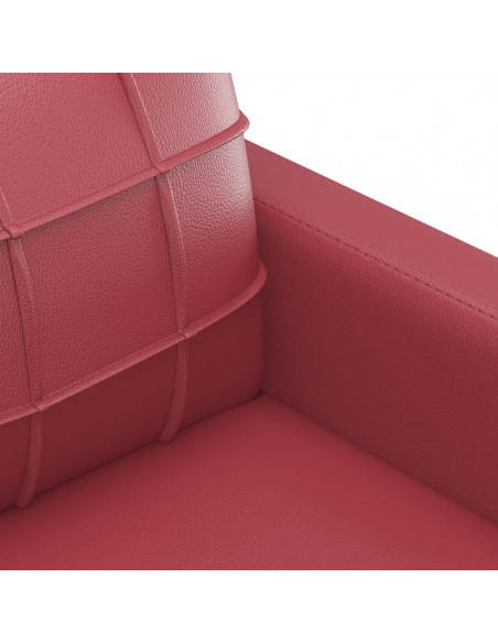 Set di Divani 4 pz con Cuscini Rosso Vino in Similpelle