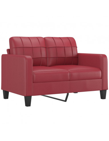 Set di Divani 4 pz con Cuscini Rosso Vino in Similpelle