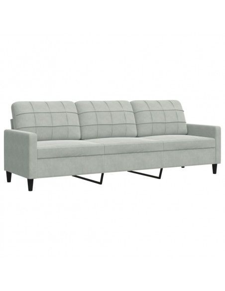Set di Divani 2 pz con Cuscini e Rinforzi Grigio Chiaro Velluto
