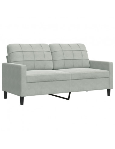 Set di Divani 2 pz con Cuscini e Rinforzi Grigio Chiaro Velluto