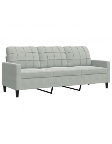 Set di Divani 2 pz con Cuscini e Rinforzi Grigio Chiaro Velluto