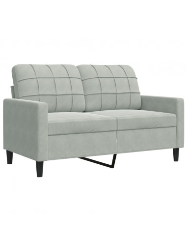 Set di Divani 2 pz con Cuscini e Rinforzi Grigio Chiaro Velluto