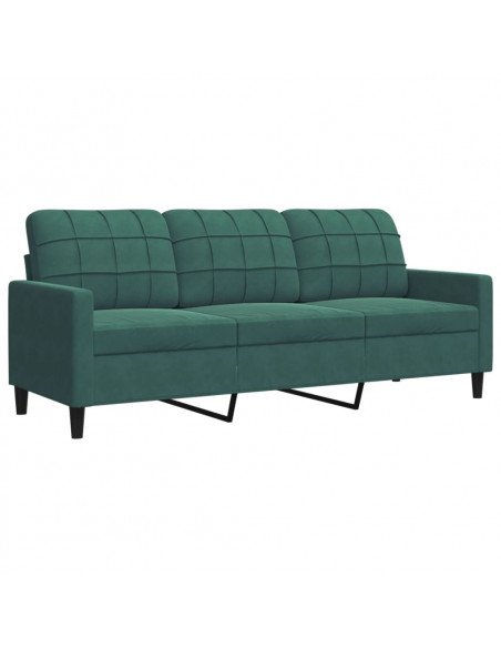 Set di Divani 2 pz con Cuscini e Rinforzi Verde scuro Velluto