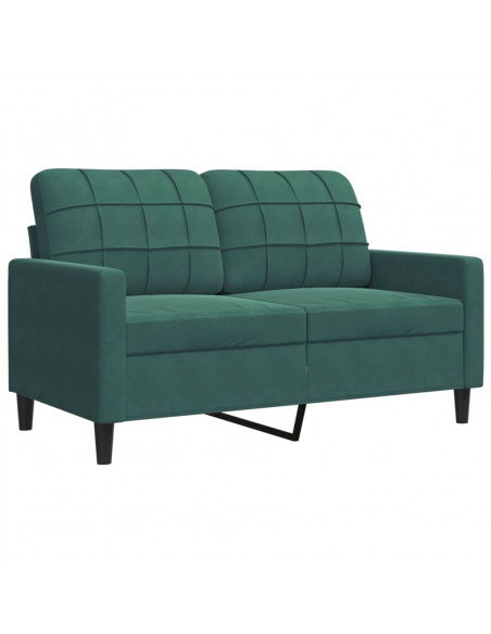 Set di Divani 2 pz con Cuscini e Rinforzi Verde scuro Velluto