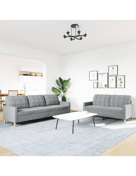 Set di Divani 2 pz Grigio Chiaro in Tessuto