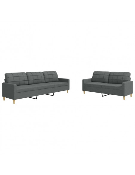 Set di Divani 2 pz Grigio Scuro in Tessuto