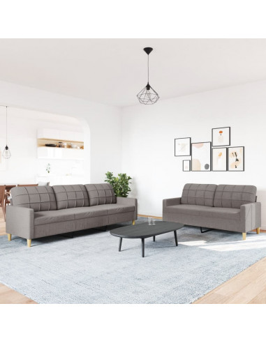 Set di Divani 2 pz Tortora in Tessuto