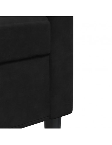 Set di Divani 3 pz con Cuscini e Rinforzi Nero in Velluto