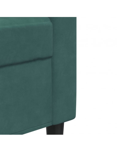 Set di Divani 3 pz con Cuscini e Rinforzi Verde scuro Velluto