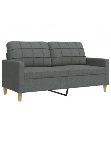 Set di Divani 3 pz con Poggiapiedi Grigio Scuro in Tessuto