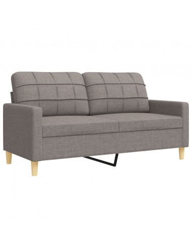 Set di Divani 3 pz con Poggiapiedi Tortora in Tessuto