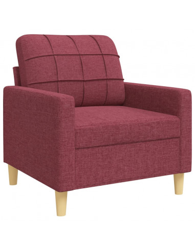 Set di Divani 3 pz Rosso Vino in Tessuto