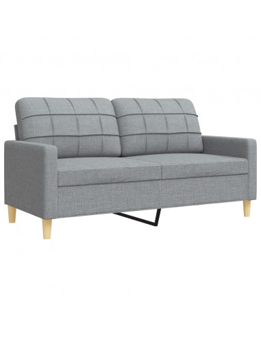 Set Divani 2 pz con Cuscini Decorativi Grigio Chiaro in Tessuto
