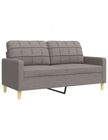 Set Divani 2 pz con Cuscini Decorativi Tortora in Tessuto