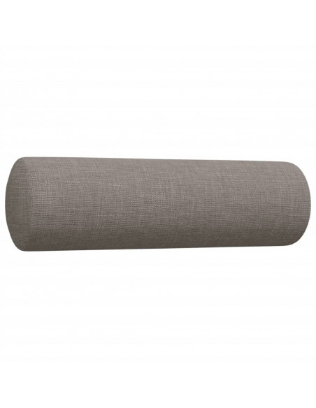 Set Divani 3 pz con Cuscini Decorativi Tortora in Tessuto