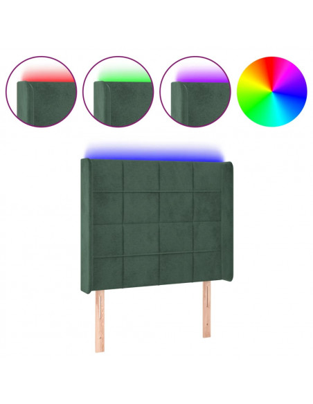 Testiera a LED Verde Scuro 93x16x118/128 cm in Velluto