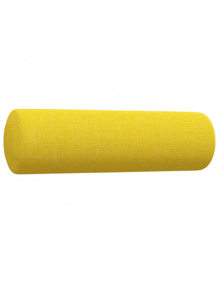 Set Divani 3 pz con Poggiapiedi e Cuscini Giallo Chiaro Tessuto