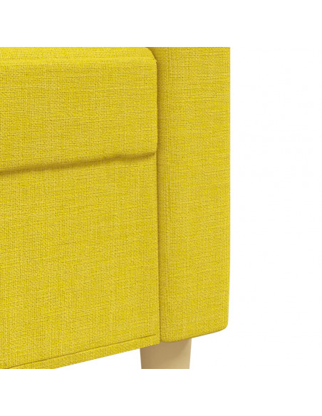 Set Divani 3 pz con Poggiapiedi e Cuscini Giallo Chiaro Tessuto