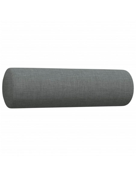 Set Divani 3 pz con Poggiapiedi e Cuscini Grigio Scuro Tessuto