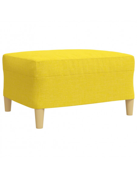 Set Divani 4 pz con Poggiapiedi e Cuscini Giallo Chiaro Tessuto
